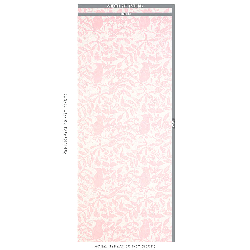 Schumacher Bird & Bee Pink Wallpaper 5011191