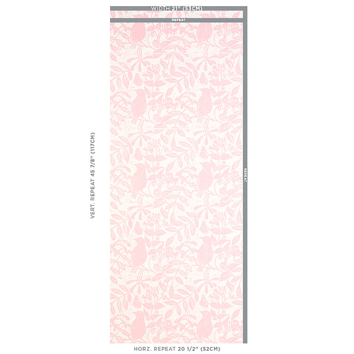 Schumacher Bird & Bee Pink Wallpaper 5011191