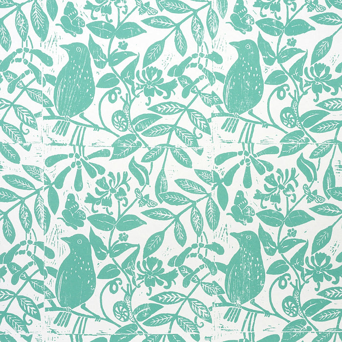 Schumacher Bird & Bee Seaglass Wallpaper 5011192