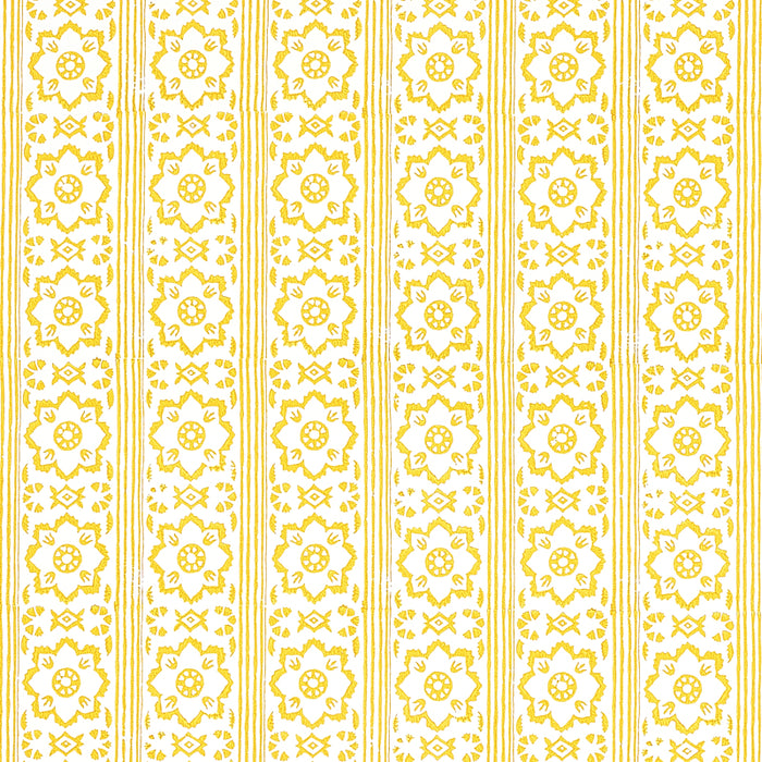 Schumacher Sunda Hand Blocked Print Yellow Wallpaper 5011222