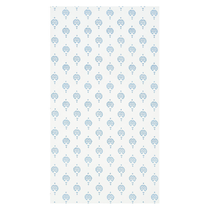 Schumacher Dahlia Hand Blocked Print Blue Wallpaper 5011230