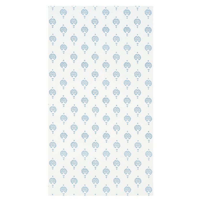 Schumacher Dahlia Hand Blocked Print Blue Wallpaper 5011230