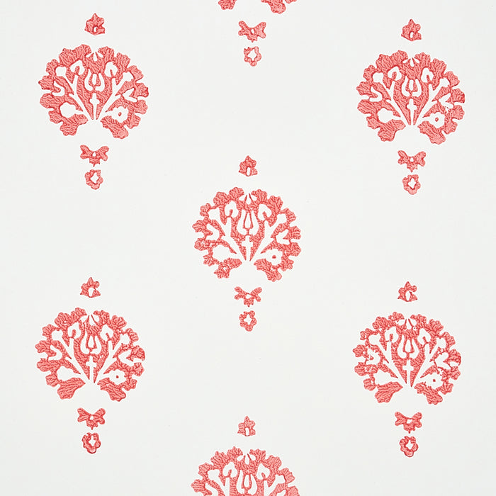 Schumacher Dahlia Hand Blocked Print Red Wallpaper 5011232