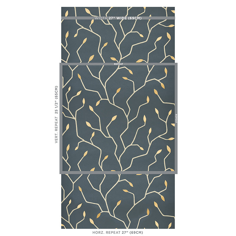 Schumacher Cymbeline Charcoal & Gold Wallpaper 5011382