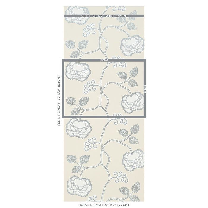 Schumacher Queen Fruit Silver White Wallpaper 5011410