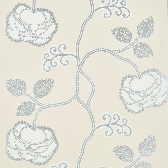 Schumacher Queen Fruit Silver White Wallpaper 5011410