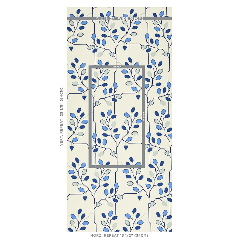 Schumacher Tumble Weed Delft Blue Wallpaper 5011420