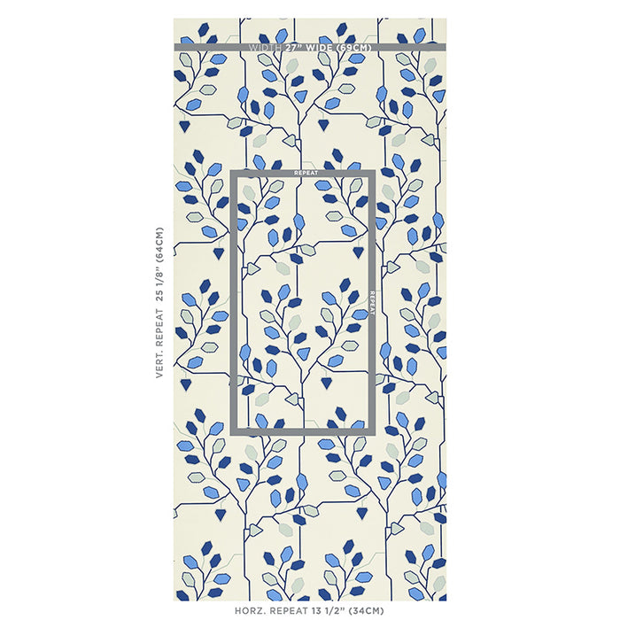 Schumacher Tumble Weed Delft Blue Wallpaper 5011420