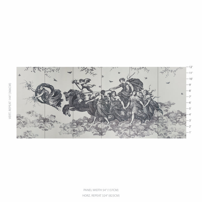 Schumacher Chariot Of Dawn Toile Panel Set Black Wallpaper 5011500