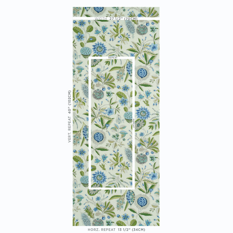 Schumacher Roca Redonda Blue & Ivory Wallpaper 5011620