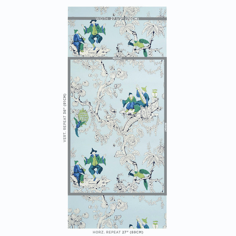 Schumacher Chinoiserie Moderne Blue Wallpaper 5011650