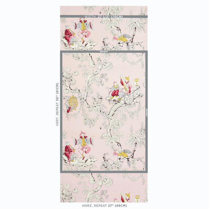 Schumacher Chinoiserie Moderne Pink Wallpaper 5011651