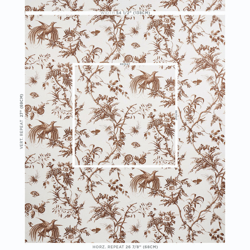 Schumacher Toile De La Prairie Brown Wallpaper 5011712