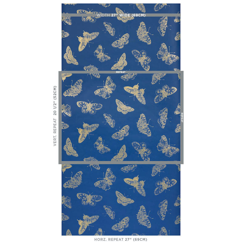 Schumacher Burnell Butterfly Blue Wallpaper 5011741