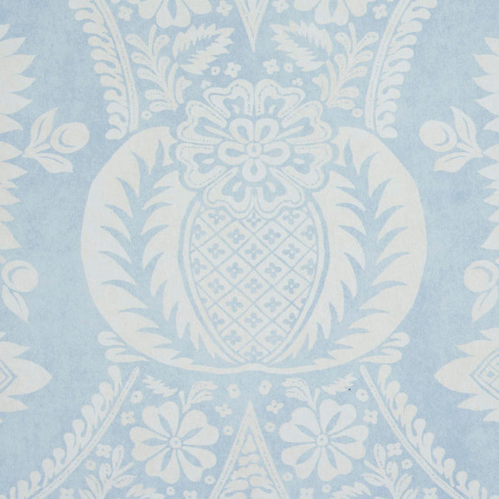 Schumacher Villandry Damask Print Blue Wallpaper 5011750