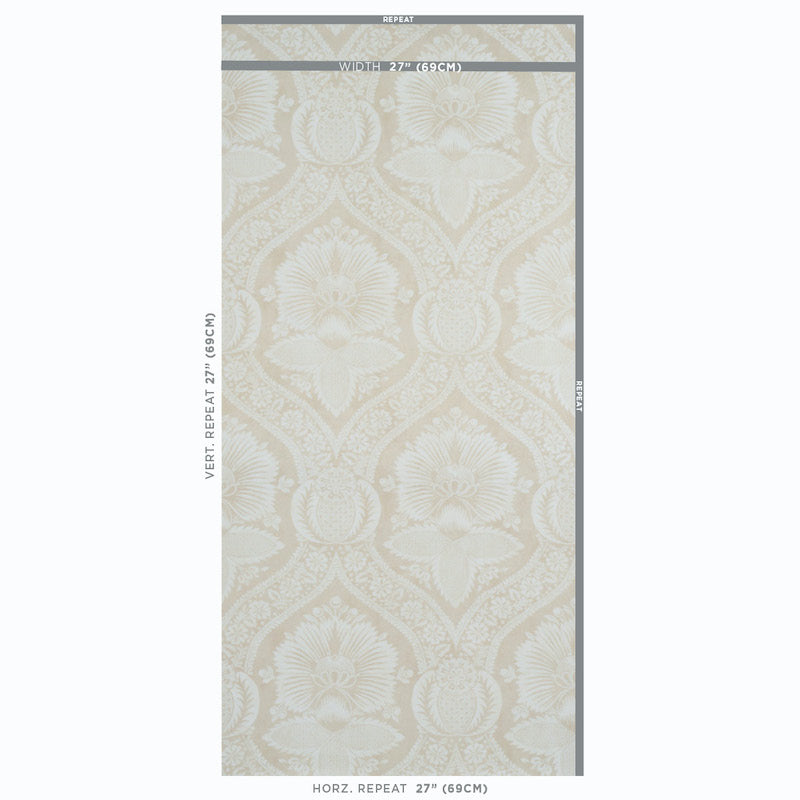 Schumacher Villandry Damask Print Neutral Wallpaper 5011751