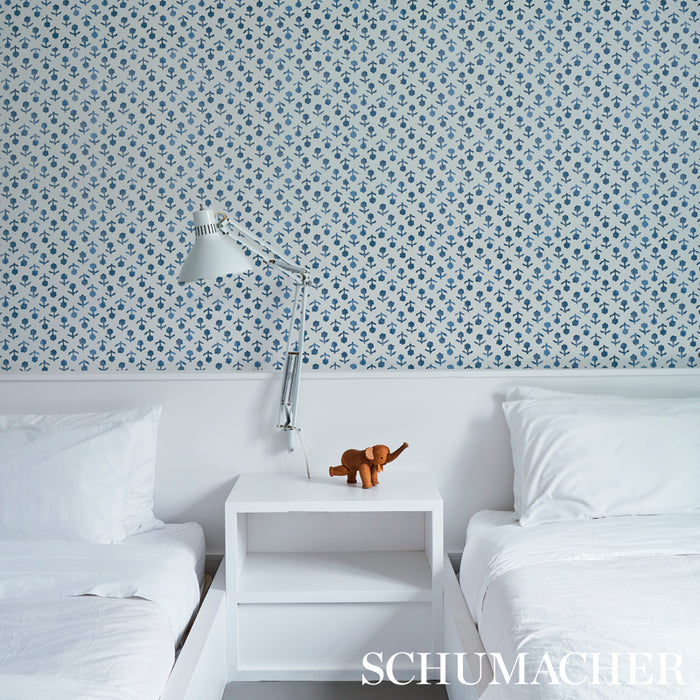 Schumacher Beatriz Indigo Wallpaper 5011941