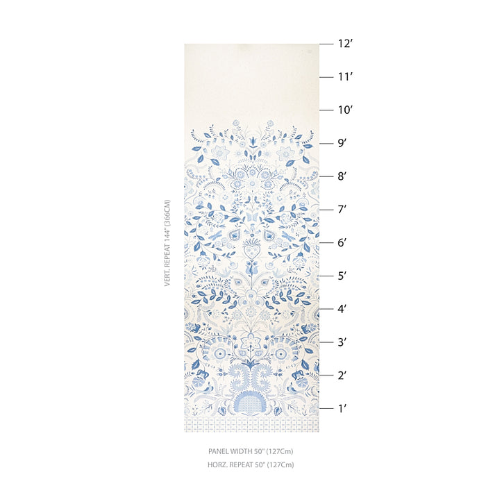 Schumacher Orla Panel Blue Wallpaper 5012151