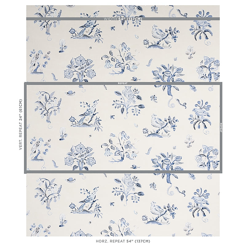 Schumacher Magical Menagerie Blues Wallpaper 5012212