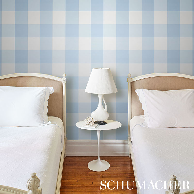 Schumacher Willa Check Large Chambray Wallpaper 5012350