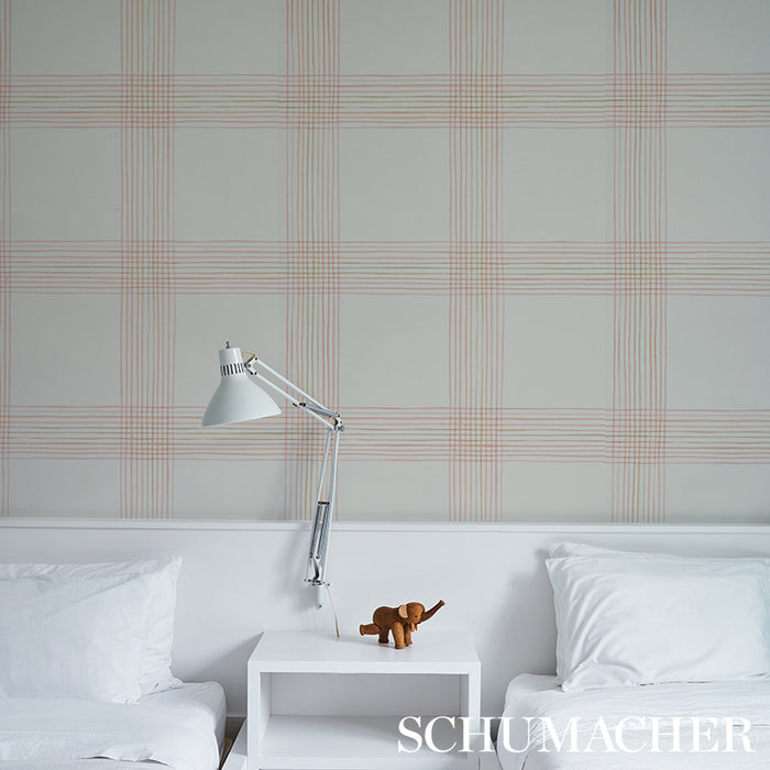 Schumacher Minerva Plaid Pink Wallpaper 5012372