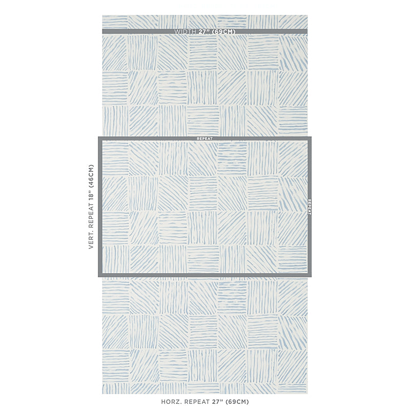 Schumacher Katama Blue On Ivory Wallpaper 5012421