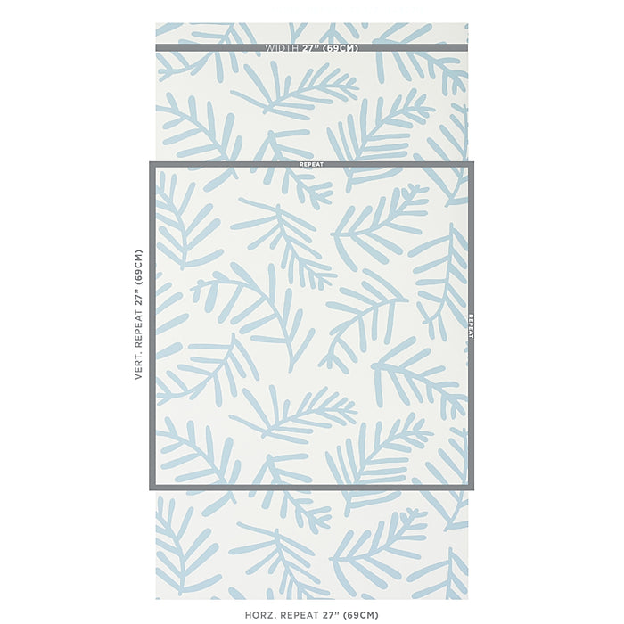 Schumacher Tiah Cove Blue Leaf Wallpaper 5012451