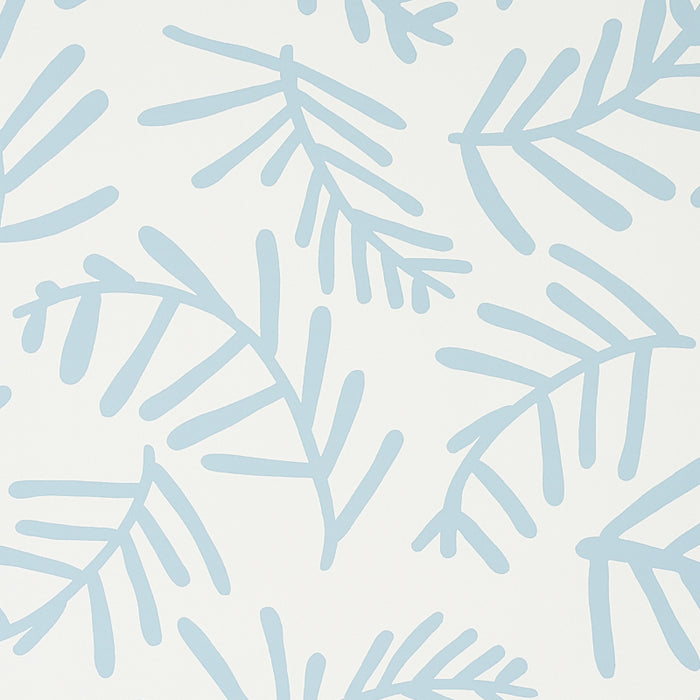 Schumacher Tiah Cove Blue Leaf Wallpaper 5012451