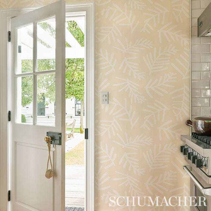 Schumacher Tiah Cove Ivory On Natural Wallpaper 5012452