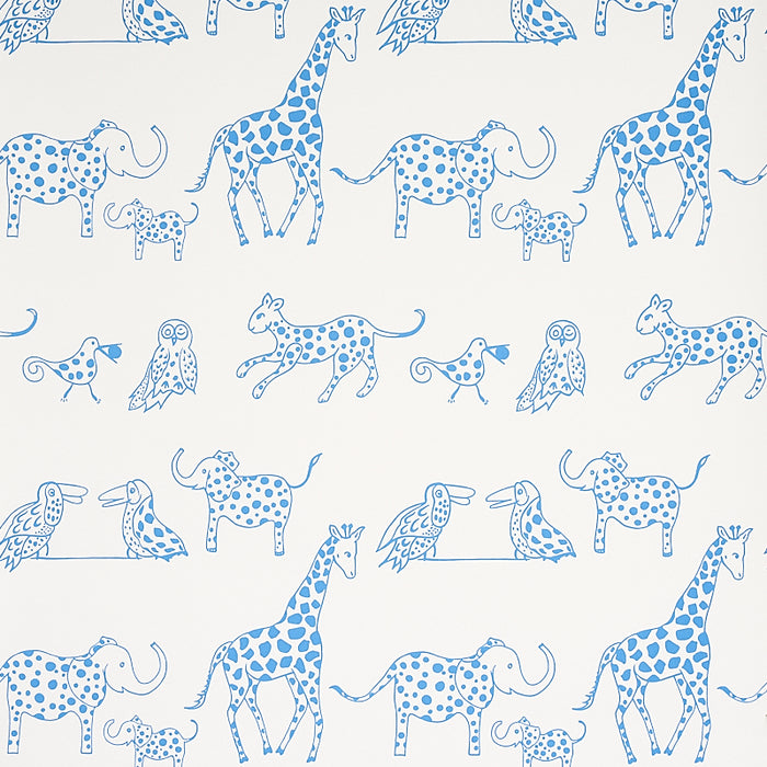 Schumacher Jungle Jubilee Blue Wallpaper 5012470