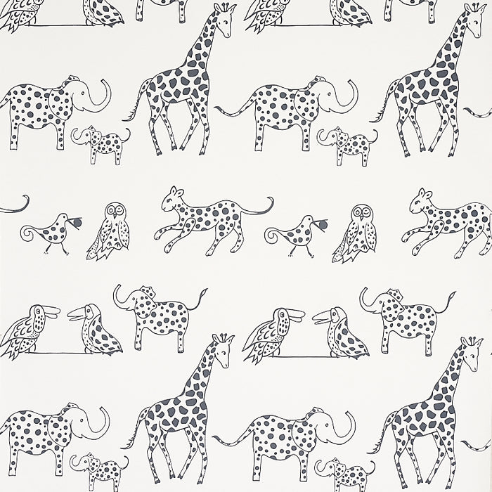 Schumacher Jungle Jubilee Charcoal Wallpaper 5012471