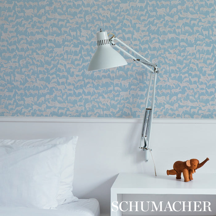 Schumacher Fauna Slate Blue Wallpaper 5012490