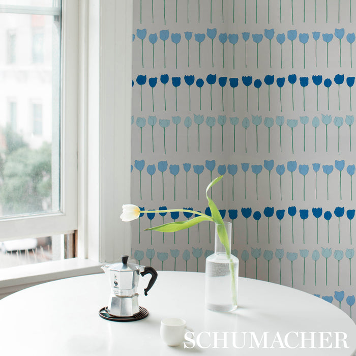 Schumacher Edie Blue Parrot Wallpaper 5012582