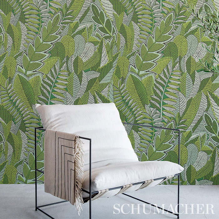 Schumacher Japura Forest Green Wallpaper 5012661