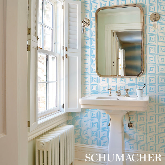 Schumacher Trousdale Aqua Wallpaper 5012812