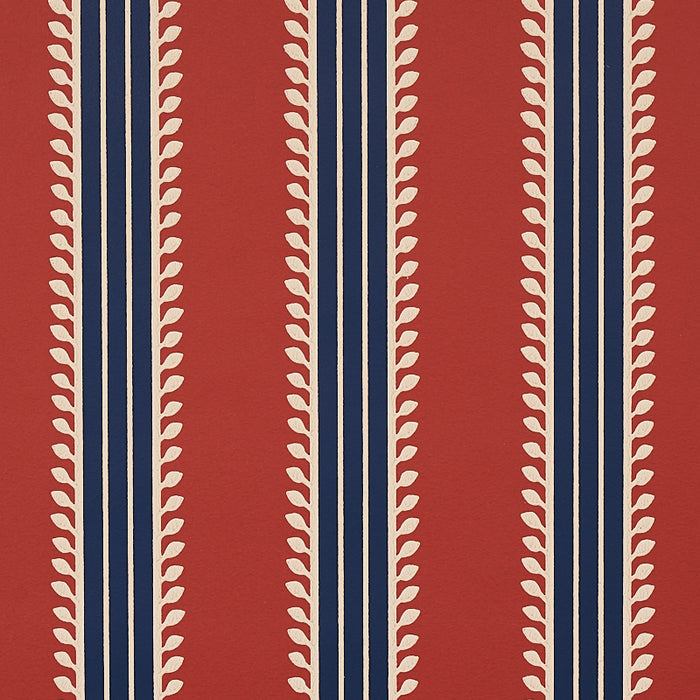 Schumacher Etruscan Stripe Red & Blue Wallpaper 5012852