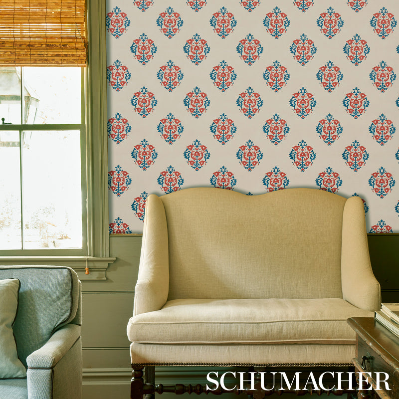 Schumacher Constantine Red & Blue Wallpaper 5012882