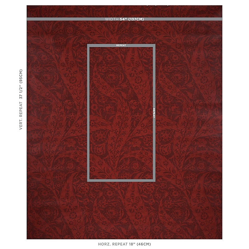 Schumacher Saz Paisley Burgundy Wallpaper 5012902