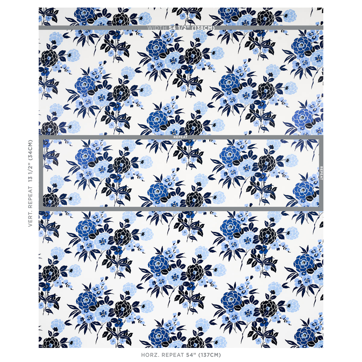 Schumacher Valentina Floral Blues Wallpaper 5013130