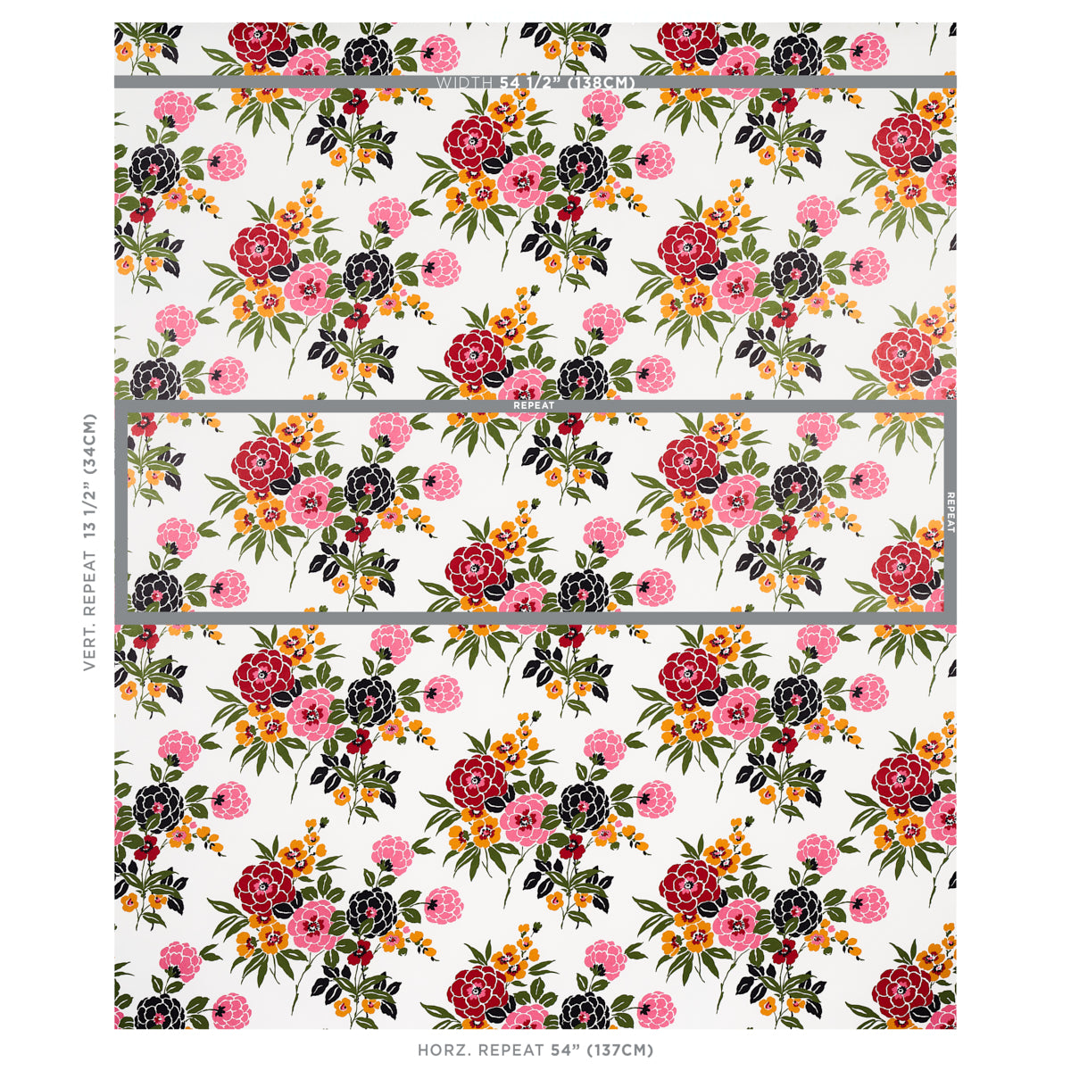 Schumacher Valentina Floral Multi On White Wallpaper 5013131