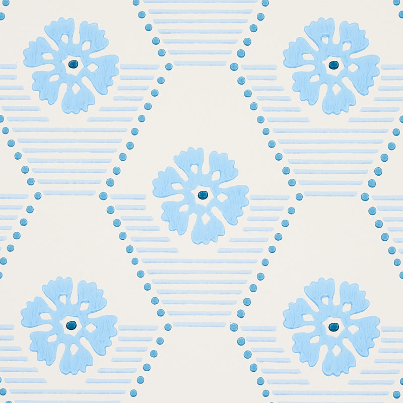 Schumacher Hive Bloom Blues Wallpaper 5013161