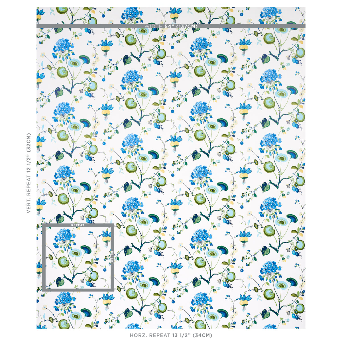 Schumacher Vasily Green & Blue Wallpaper 5013210