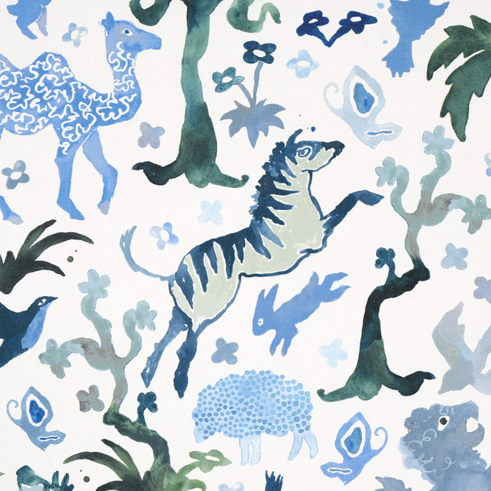 Schumacher Beasts Blue And Green Wallpaper 5013531