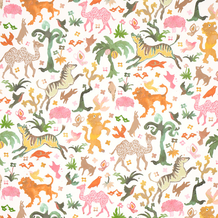 Schumacher Beasts Pink And Gold Wallpaper 5013532