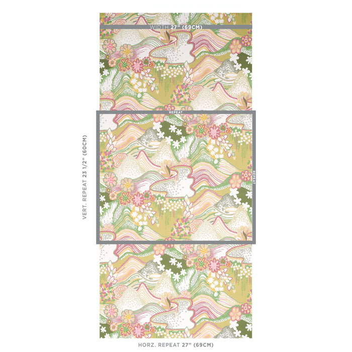 Schumacher Daisy Chain Green And Pink Wallpaper 5013551