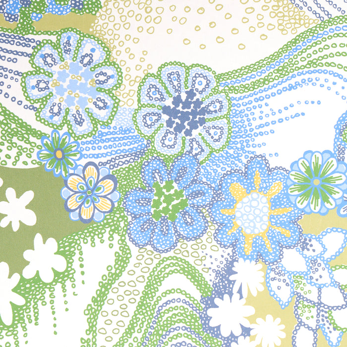 Schumacher Daisy Chain Green And Blue Wallpaper 5013552