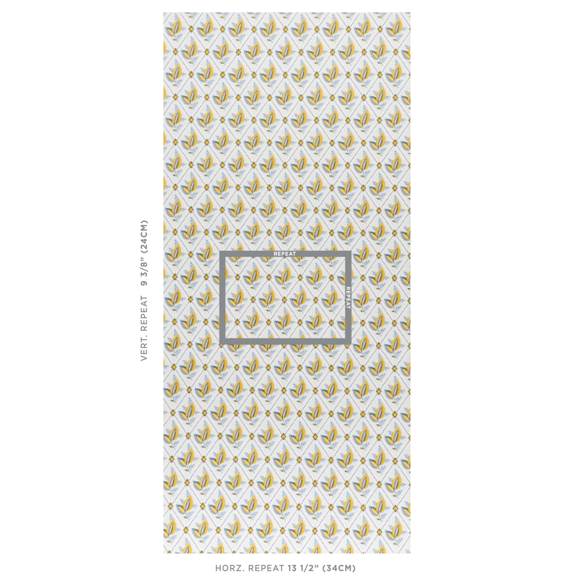 Schumacher Basile Trellis Yellow & Blue Wallpaper 5014230.0