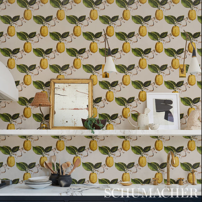 Schumacher Le Citron Natural Wallpaper 5014282.0