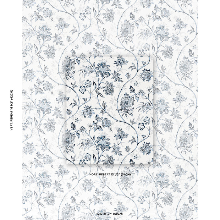 Schumacher Chinoiserie Vine Cobalt Wallpaper 5014350