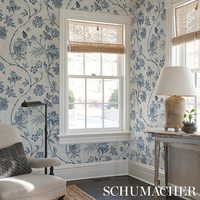 Schumacher Chinoiserie Vine Cobalt Wallpaper 5014350